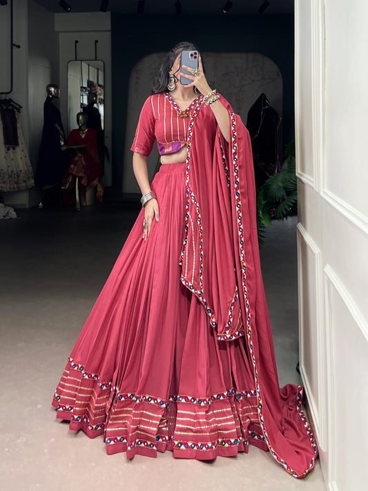 Pink rayon lehenga
