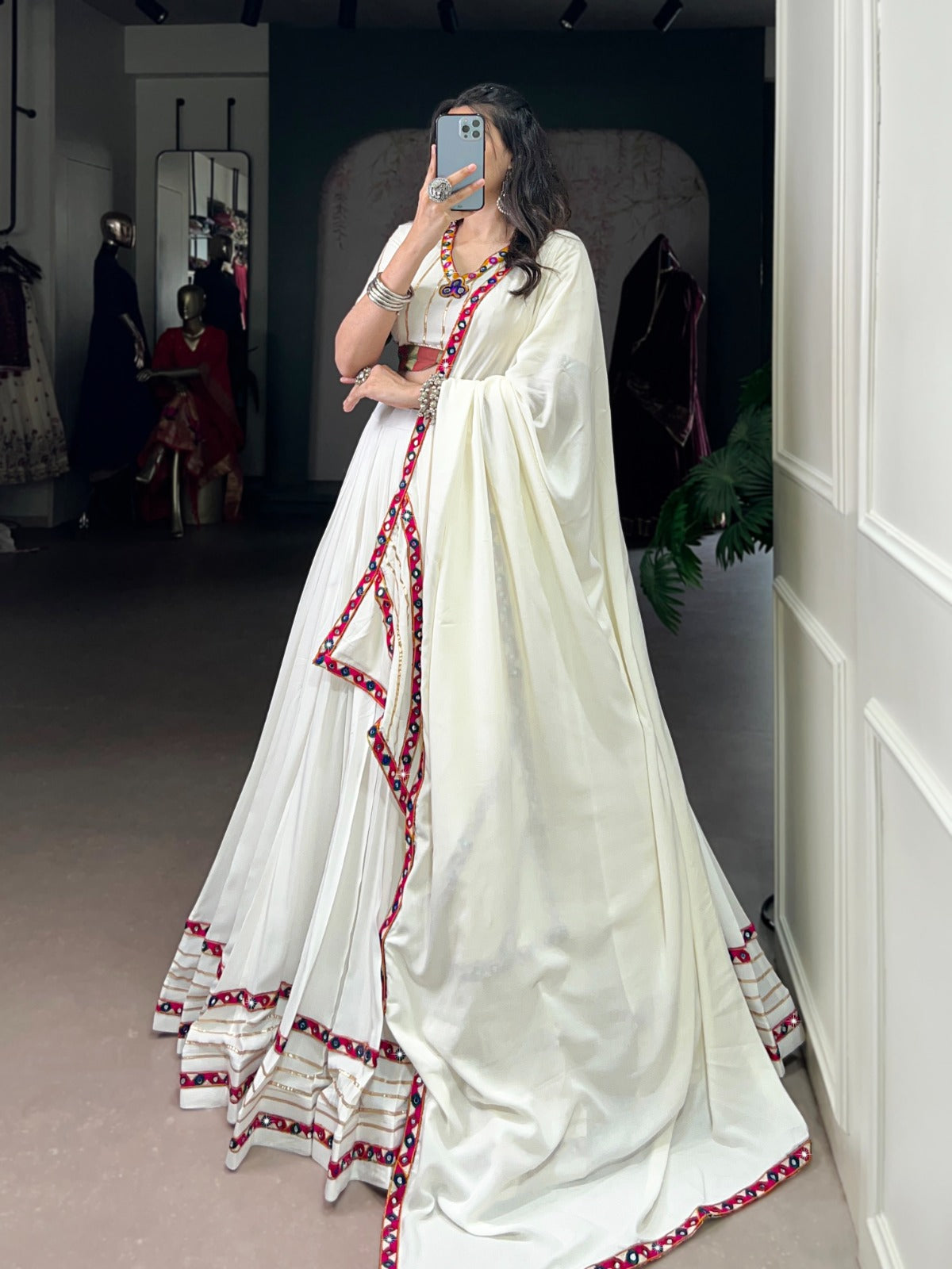 Navratri wear white chaniya choli with online