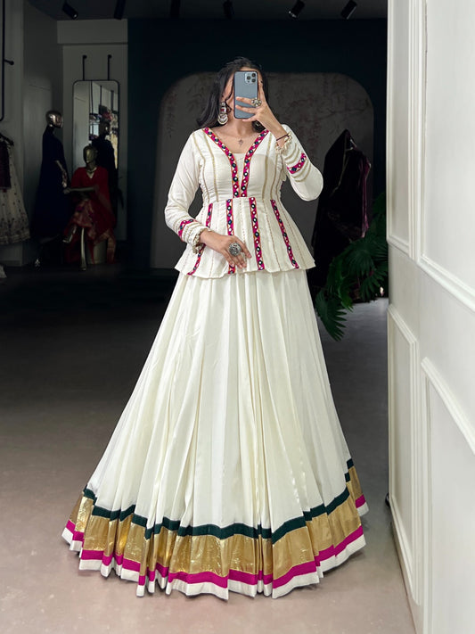 White color rayon lehenga choli for women