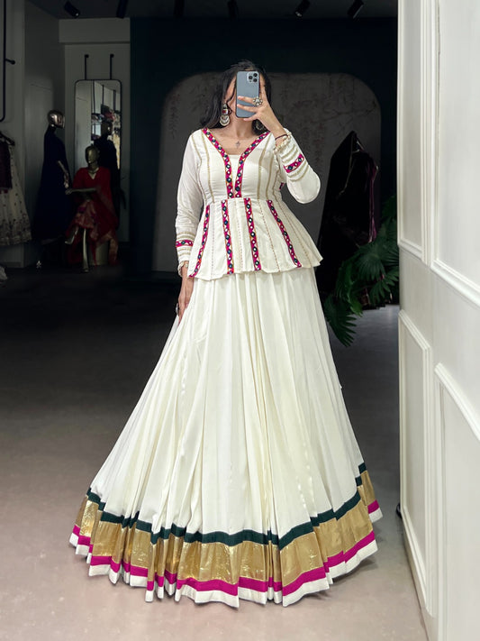 White rayon lehenga with top