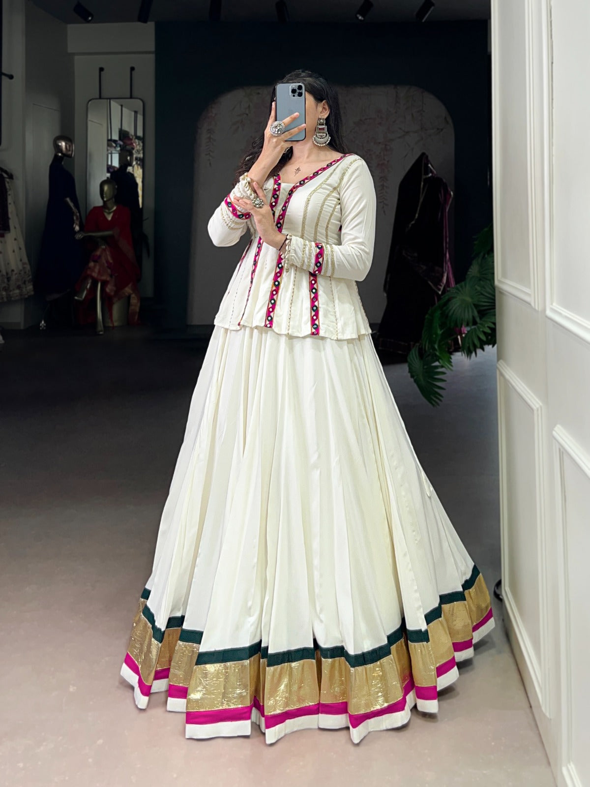 Readymade white rayon ghagra choli with price
