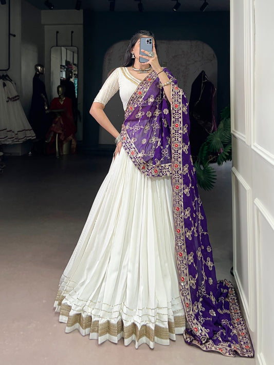 White rayon lehenga choli for women