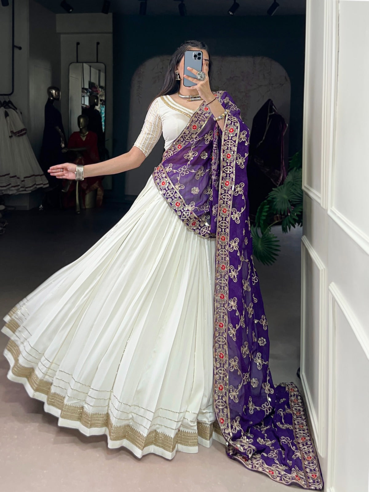 White rayon chaniya choli with online