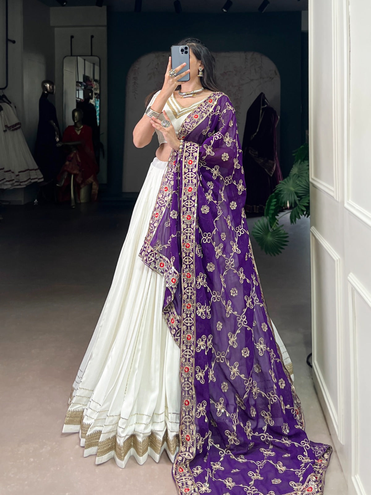 Party wear white lehenga choli