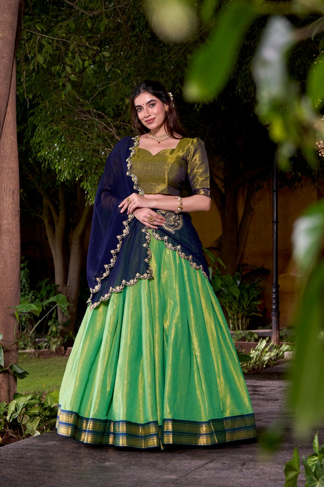 Wedding wear navy blue ghagra choli with price