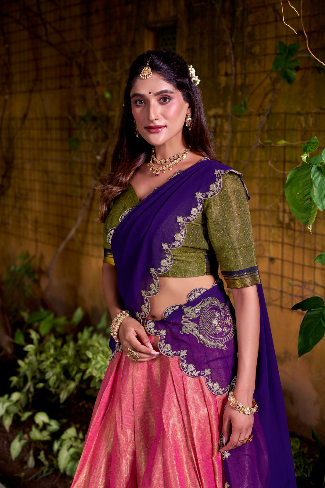 Purple color zari weaving chaniya choli