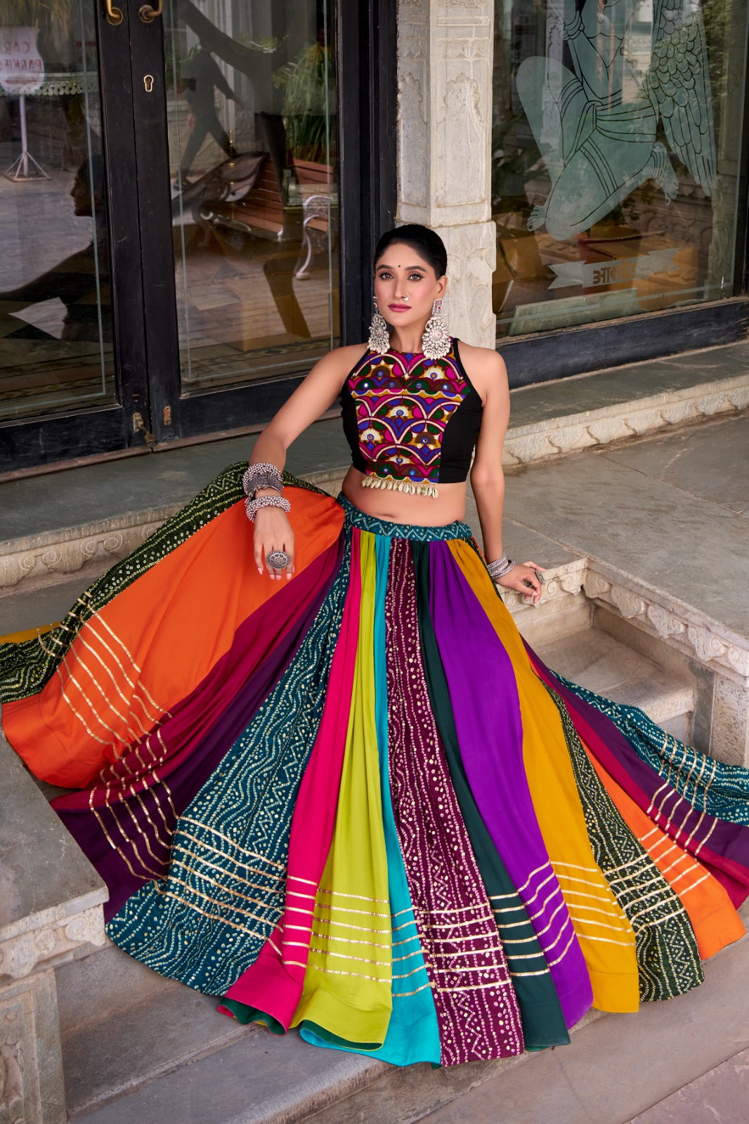 Navratri wear multi color chaniya choli