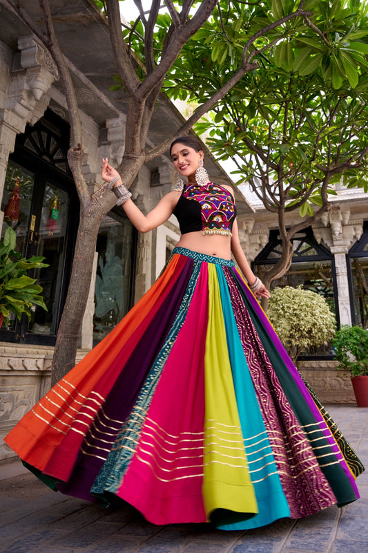 Multi color rayon lehenga with blouse