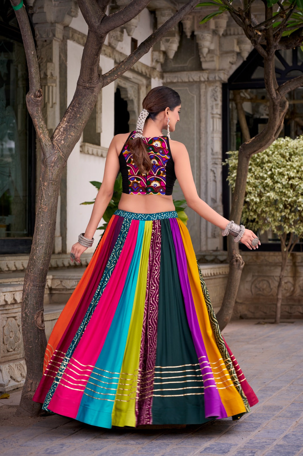 Multi color rayon printed ghagra choli in USA
