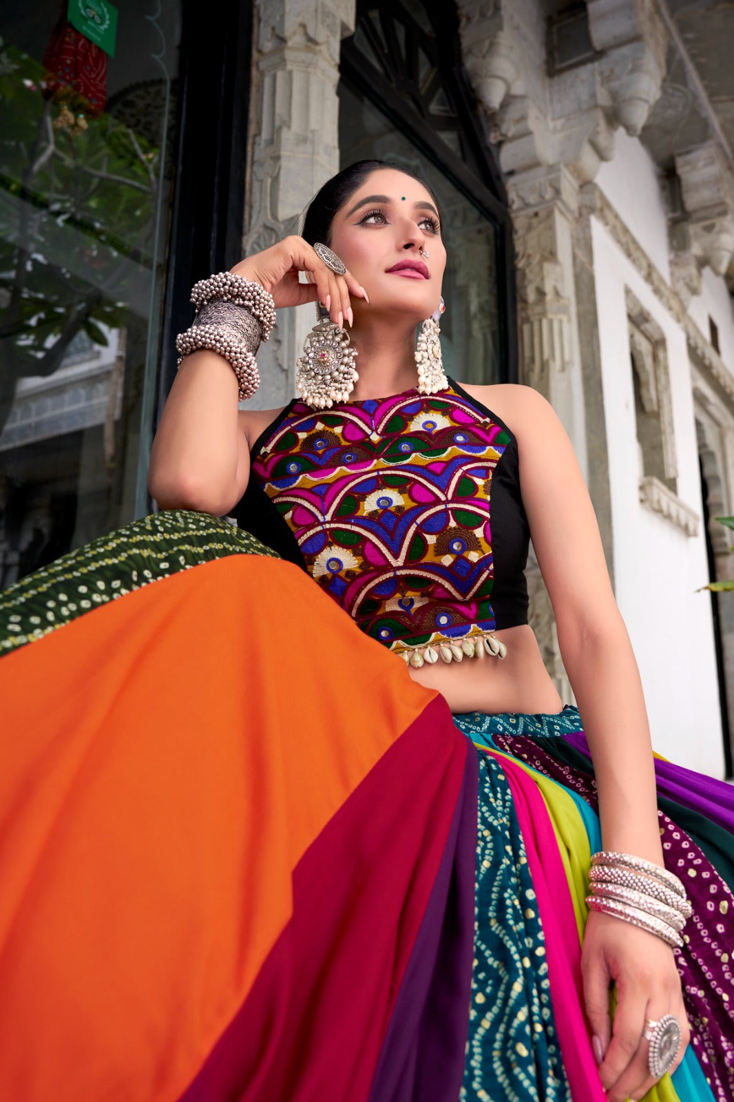 Multi color rayon lehenga choli for women