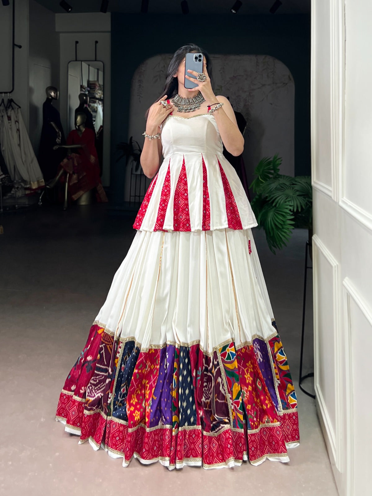 White color rayon lehenga with top