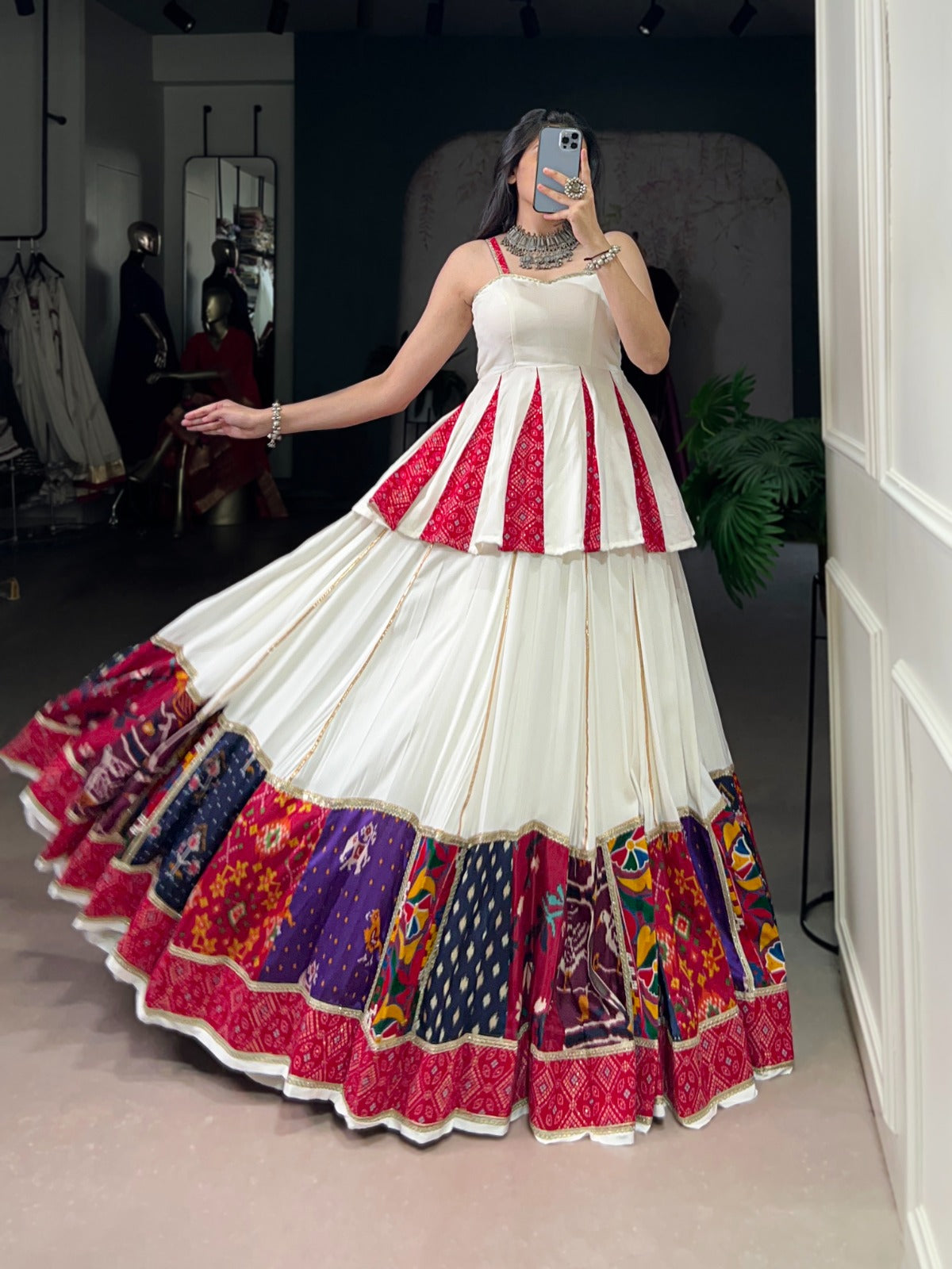 White color rayon ghagra choli