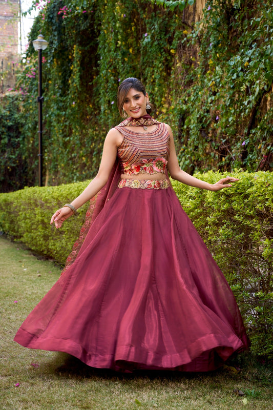 Salmon Color Designer Readymade Lehenga Choli