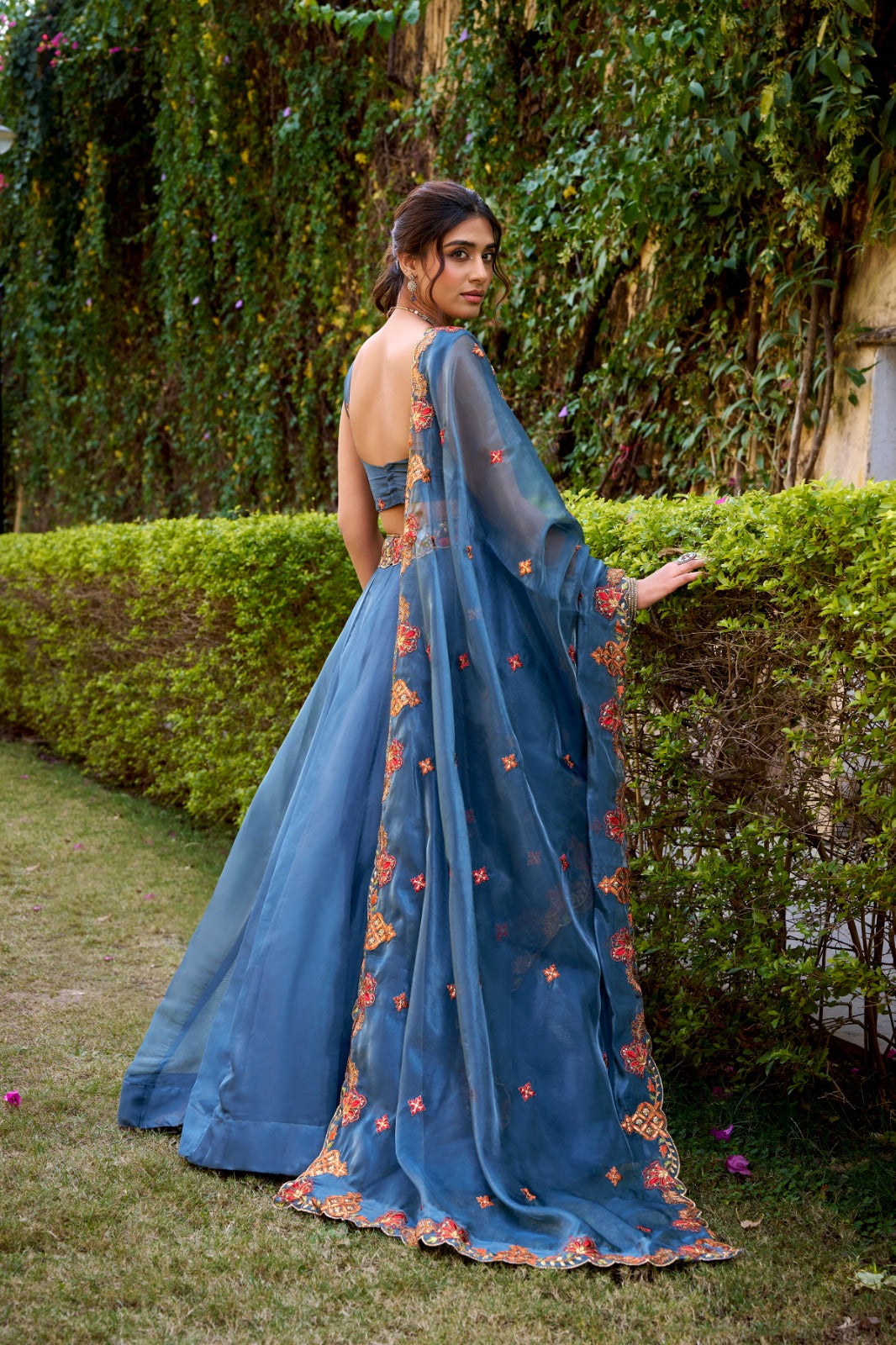 Teal Color Wedding Guest Lehenga Choli for Women