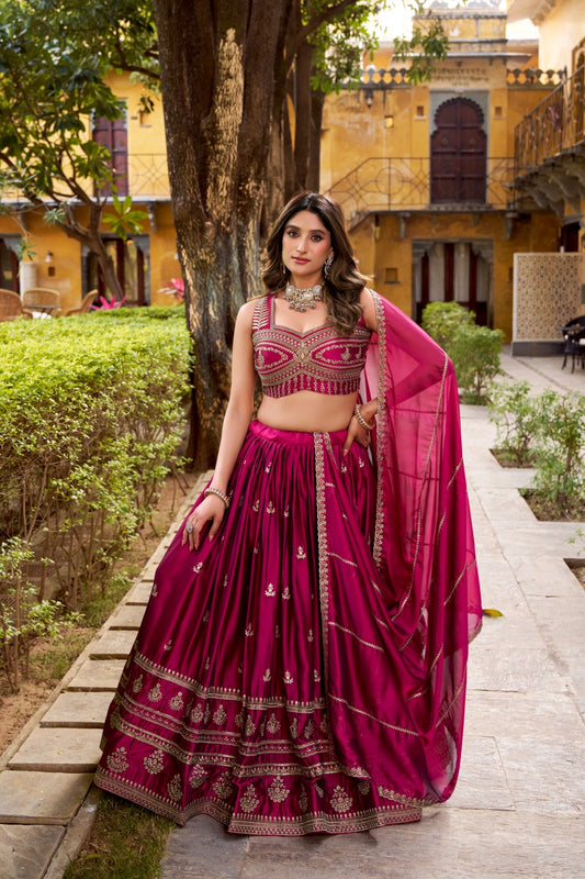 Magenta Rangoli Sequins Work Lehenga Choli for Party