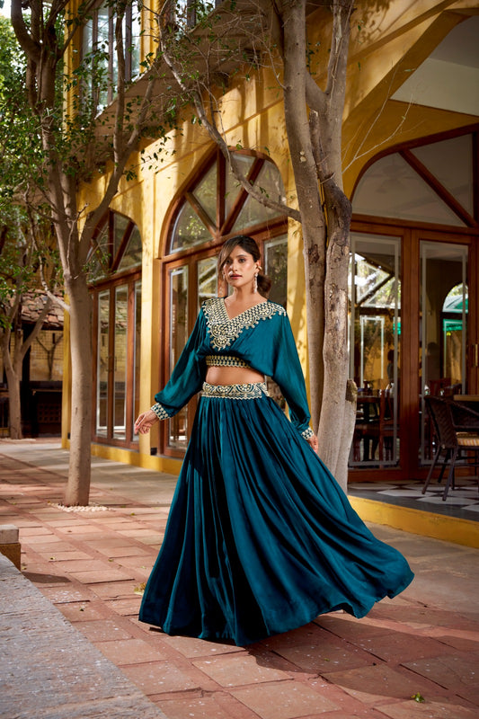 Ready to Wear Blue Vichitra Silk Party Wear Lehenga Choli
