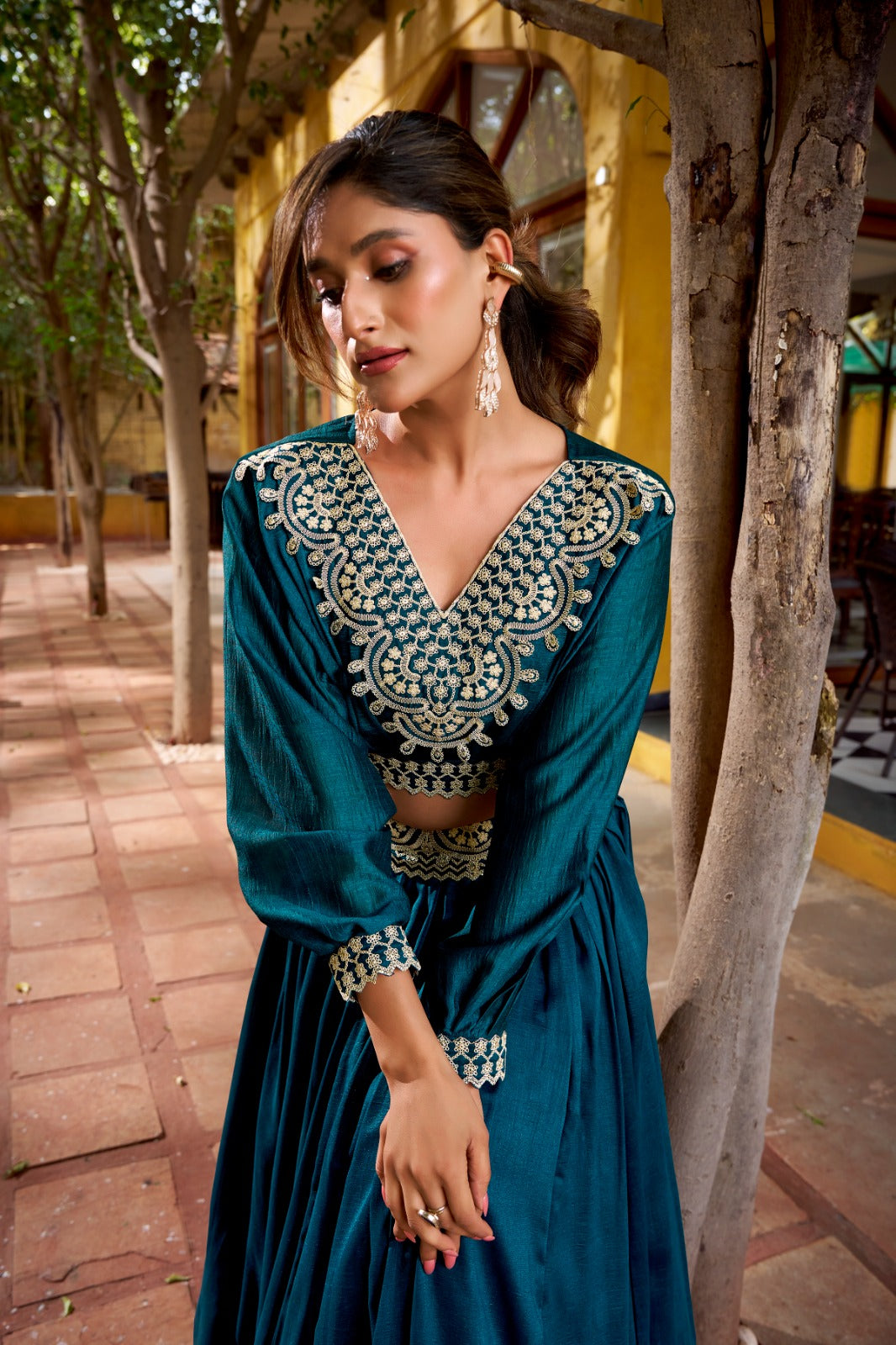 Ready to Wear Blue Vichitra Silk Party Wear Lehenga Choli