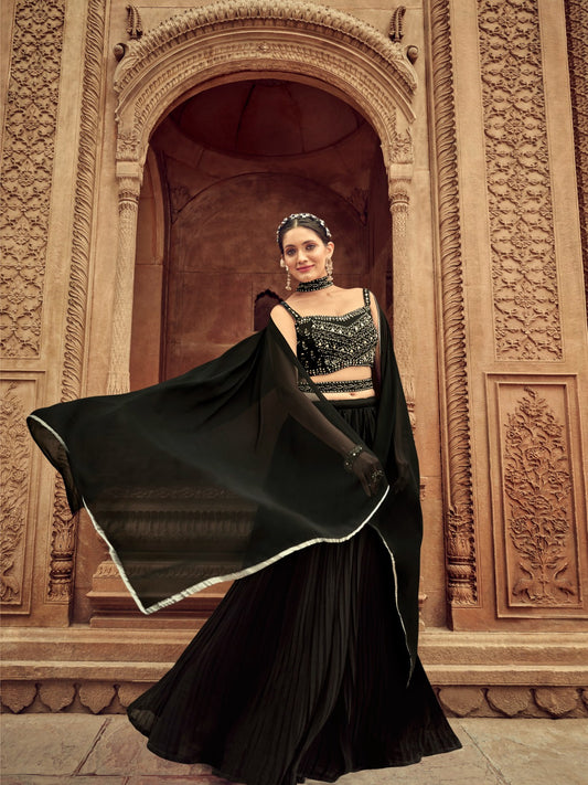 Black georgette lehenga choli for women with price
