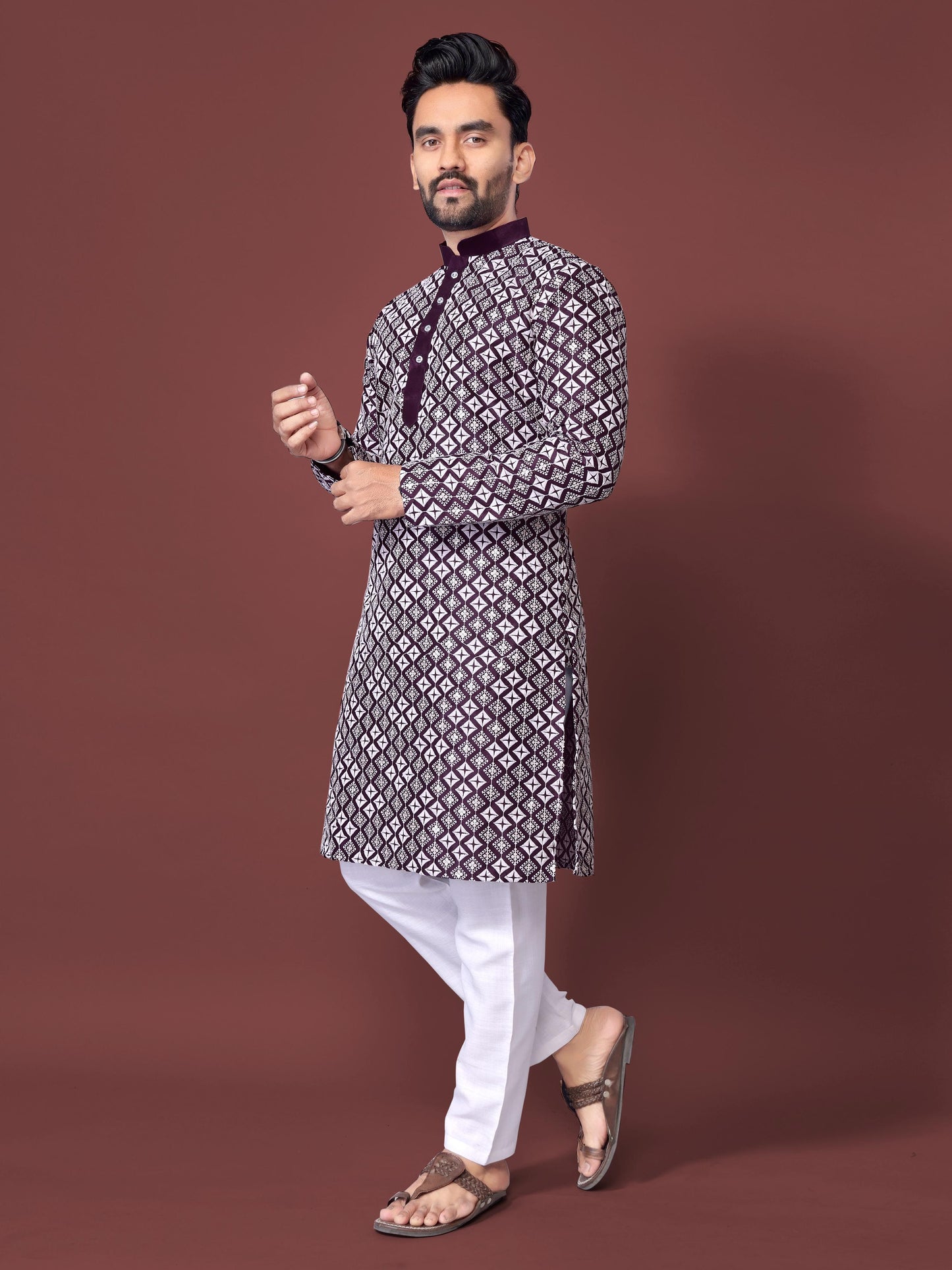 Purple Men's kurta set for party