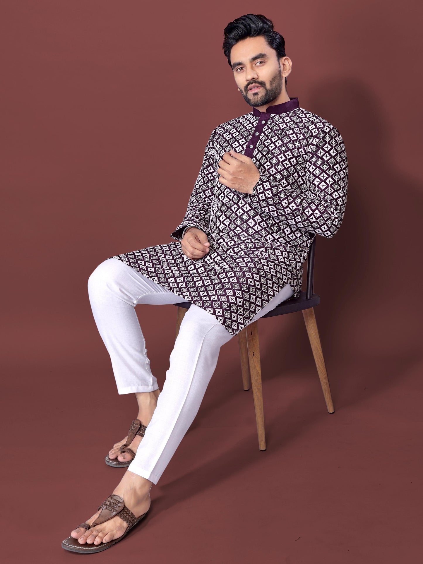 Purple Men's silk kurta set online