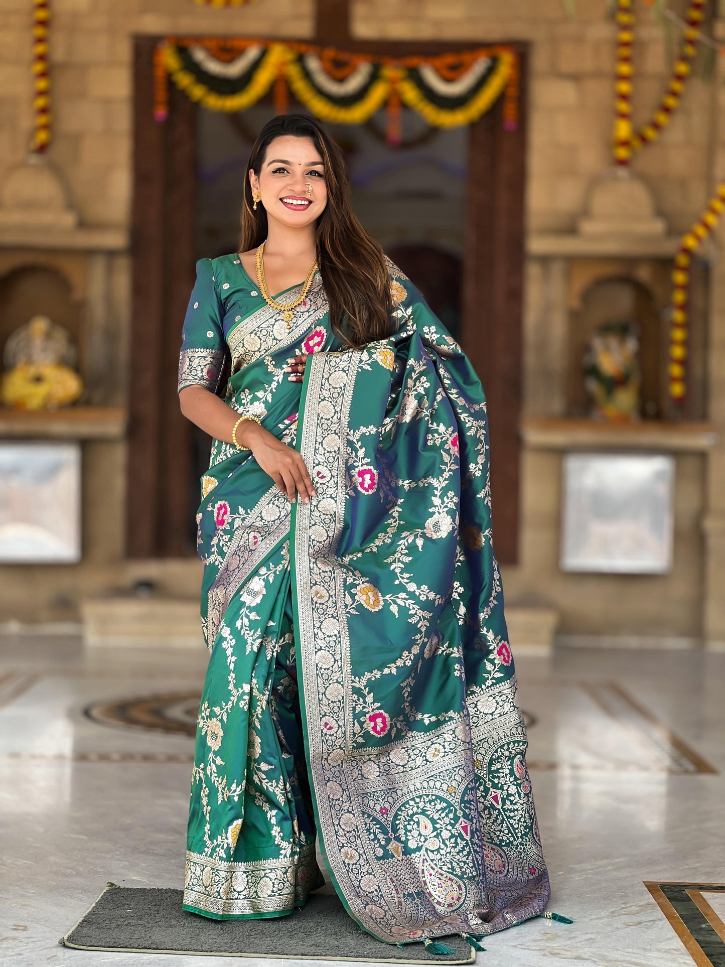 Green Banarasi Saree for Wedding