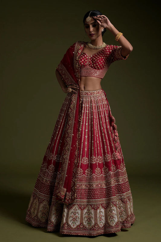 Heavy red lehenga designs