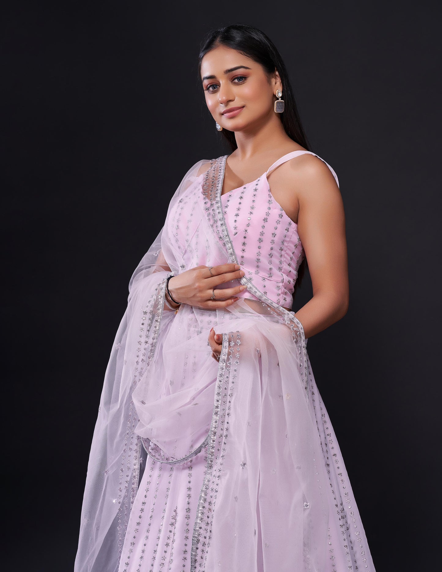 Pink color party wear georgette lehenga choli with dupatta online