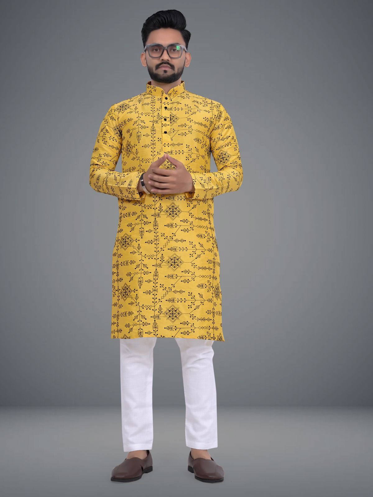 Men's Kurta Pajama Set Embroidery Work Kurtas