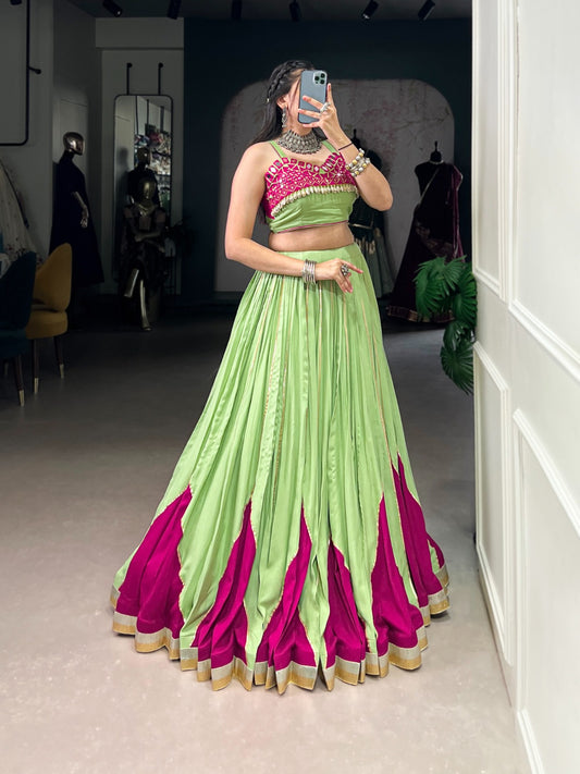 Pista color rayon lehenga choli for women