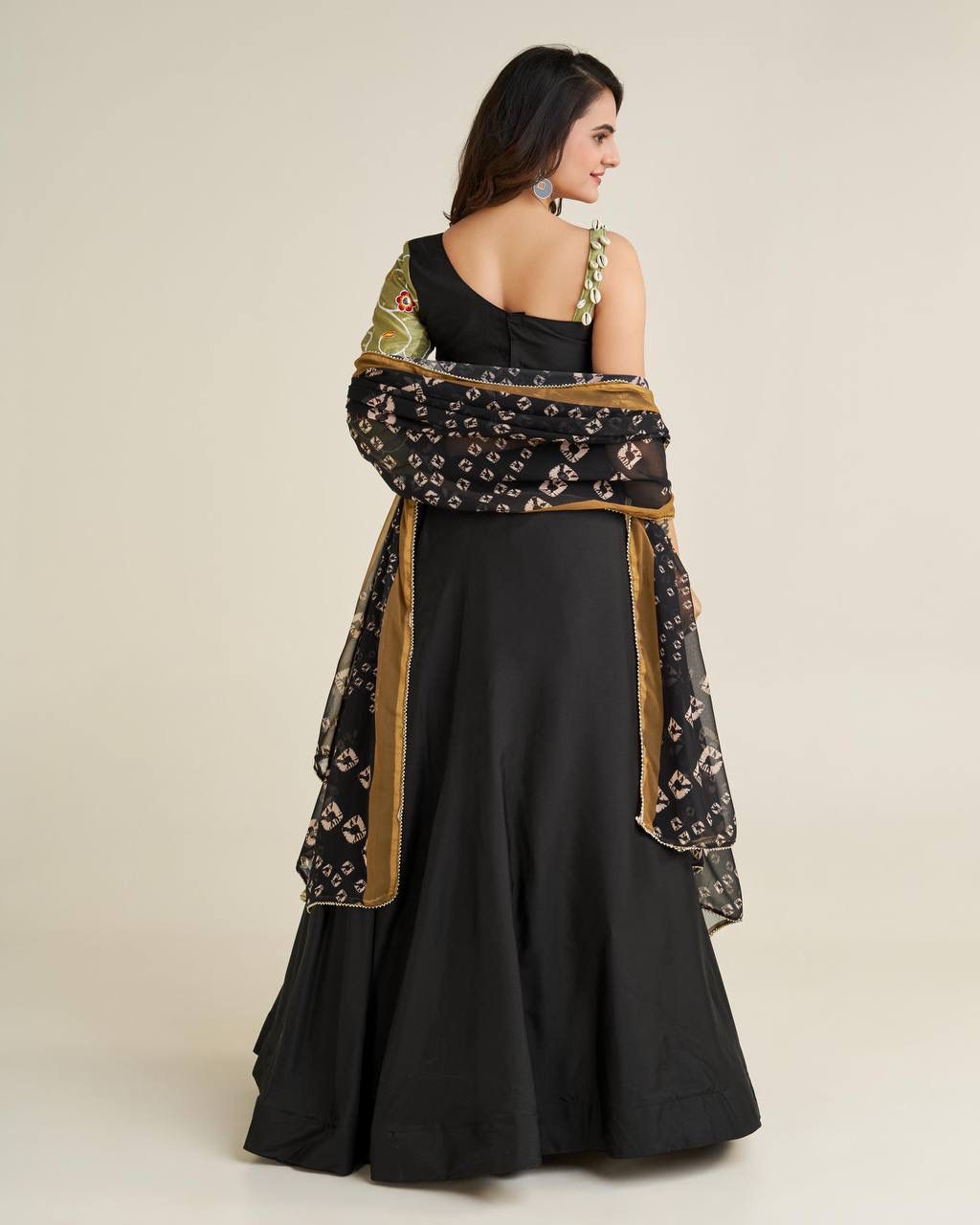 Black rayon navratri chaniya choli with dupatta online shopping