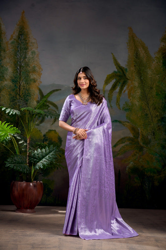 Lavender color kanjivaram saree for women price