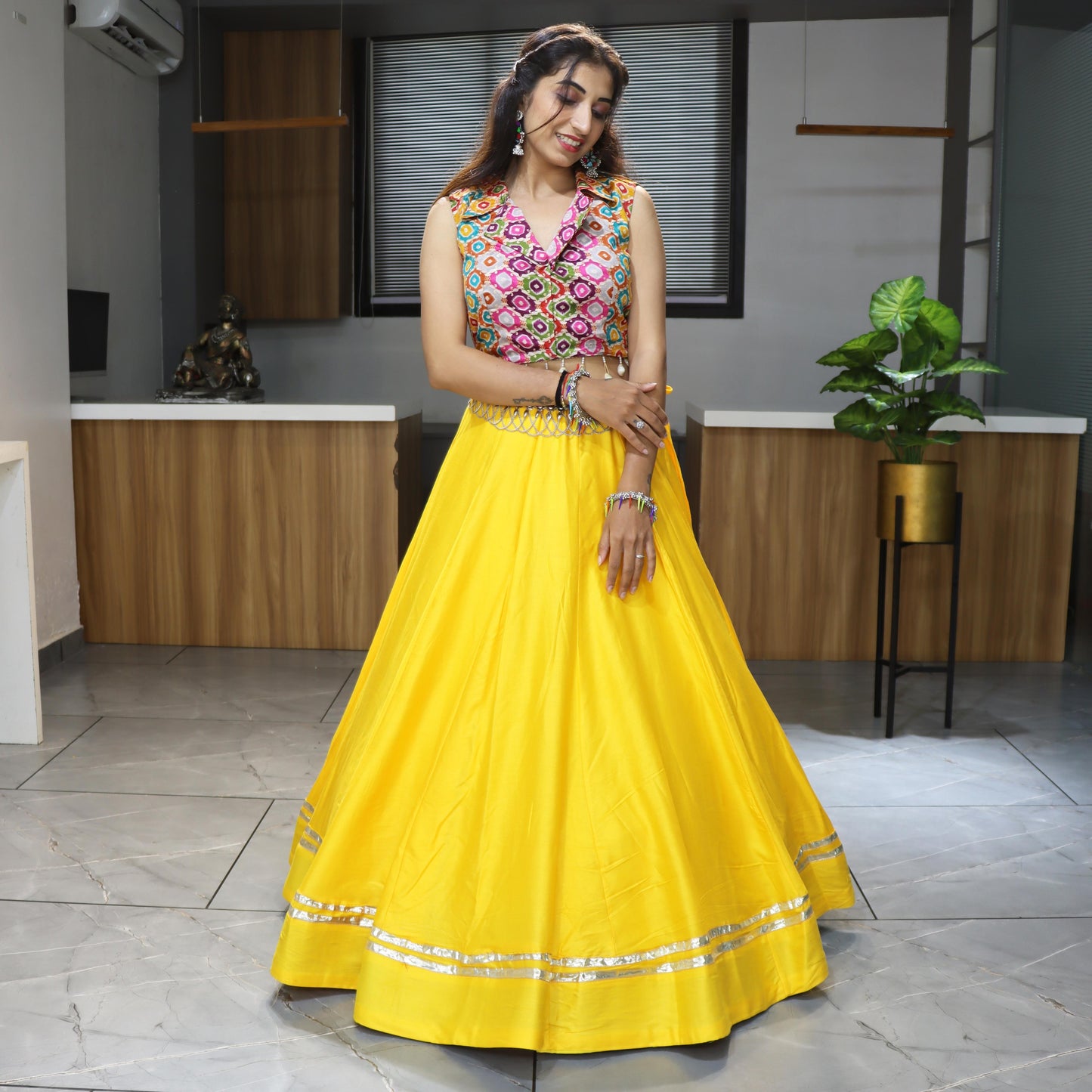 Yellow color chaniya choli for navratri with price
