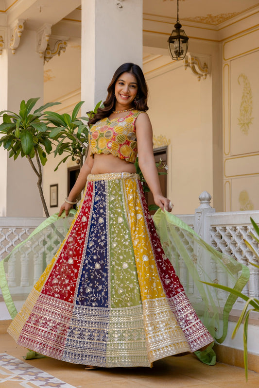 Multi color georgette chaniya choli in USA