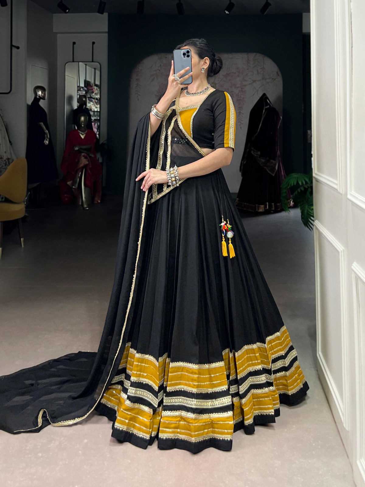 Black rayon lehenga choli for navratri price