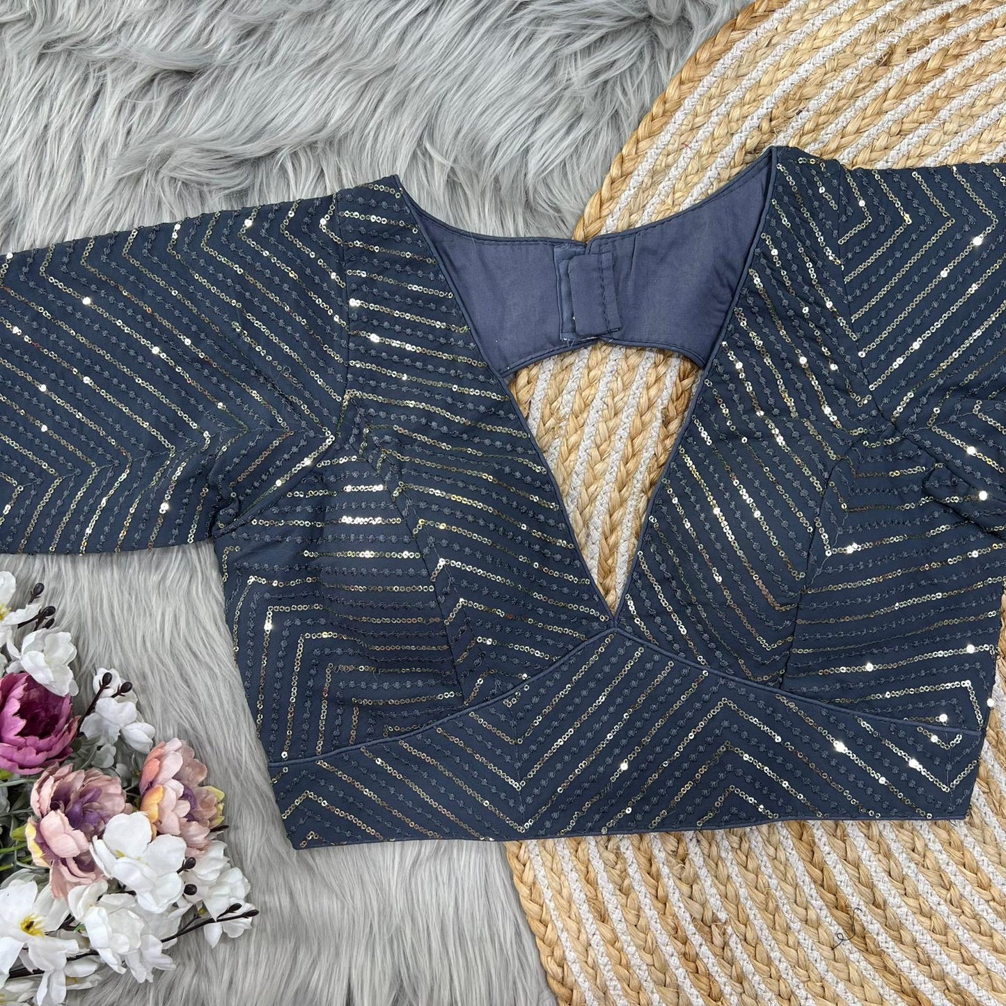 Navaratri Special Grey Blouse For Choli