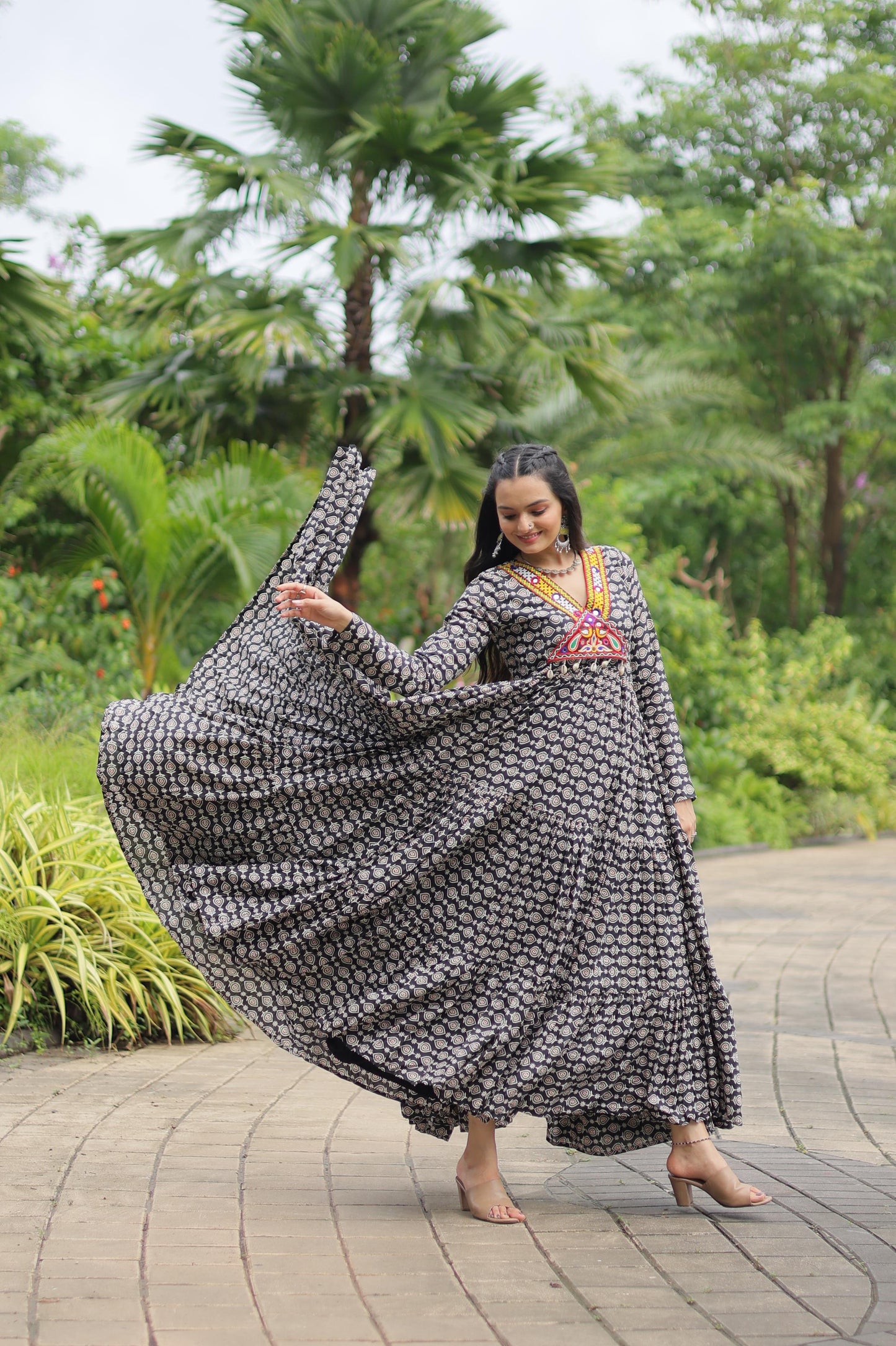 Black cotton navratri gown online