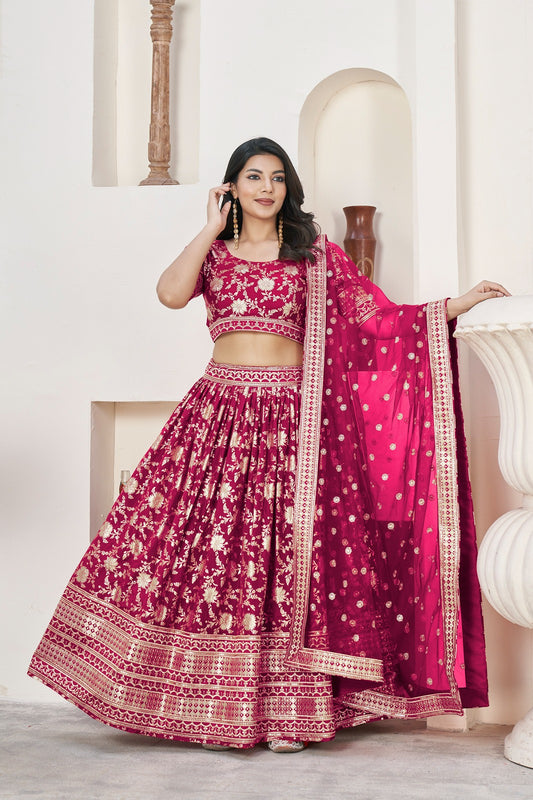 Rani pink sequins work lehenga choli online shopping