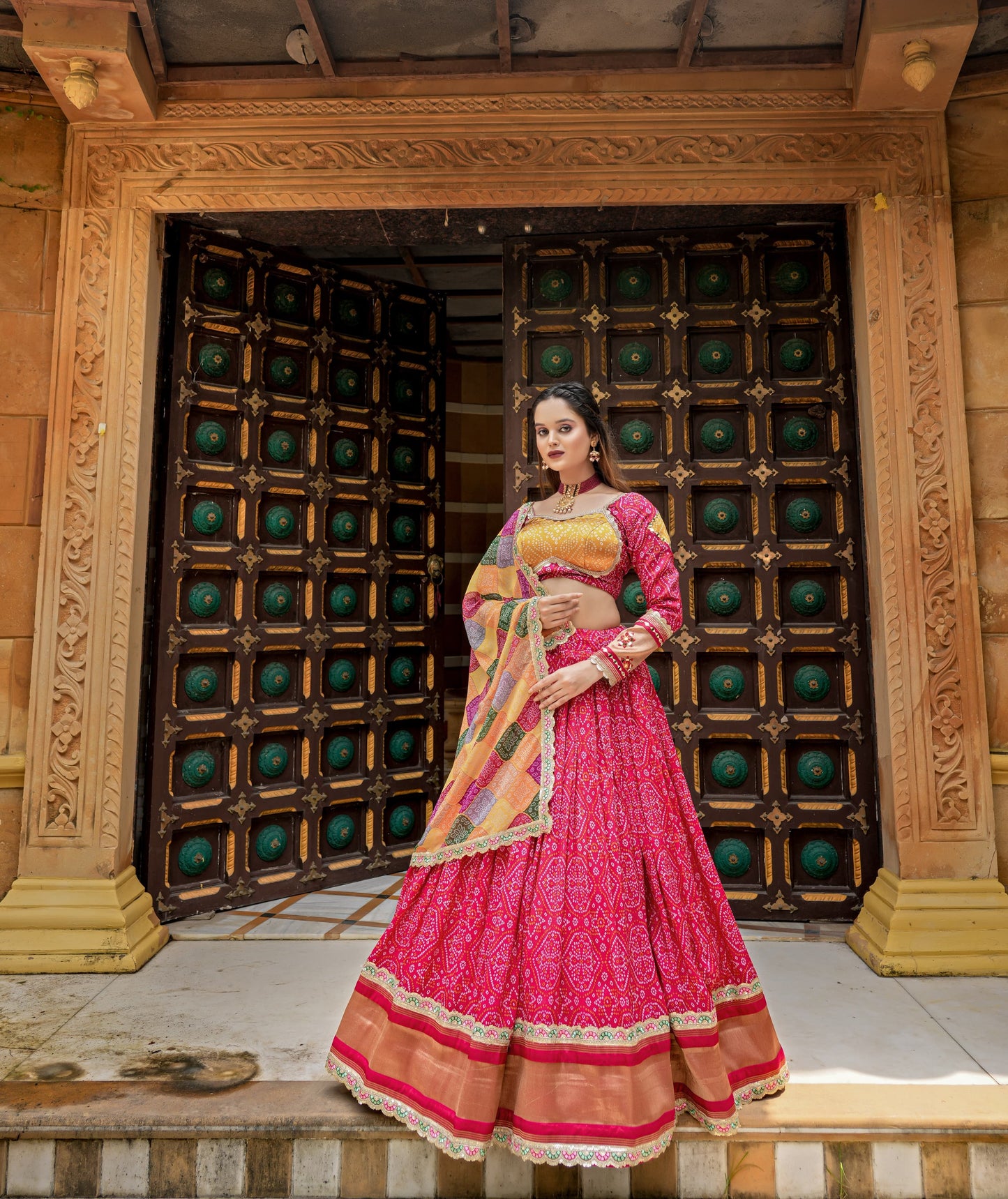 Pink color gaji soft silk lehenga choli for women online shopping