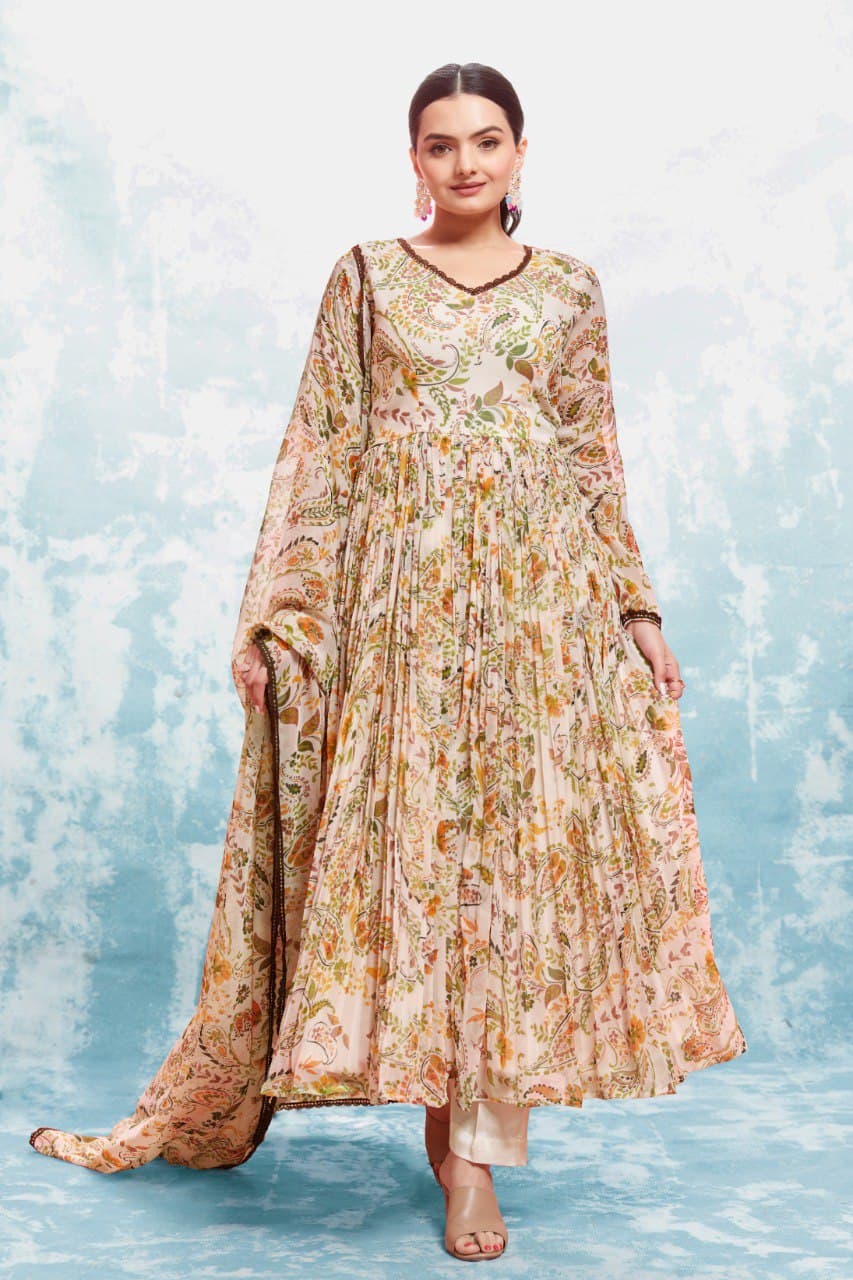 Off white chiffon sharara suit with dupatta online