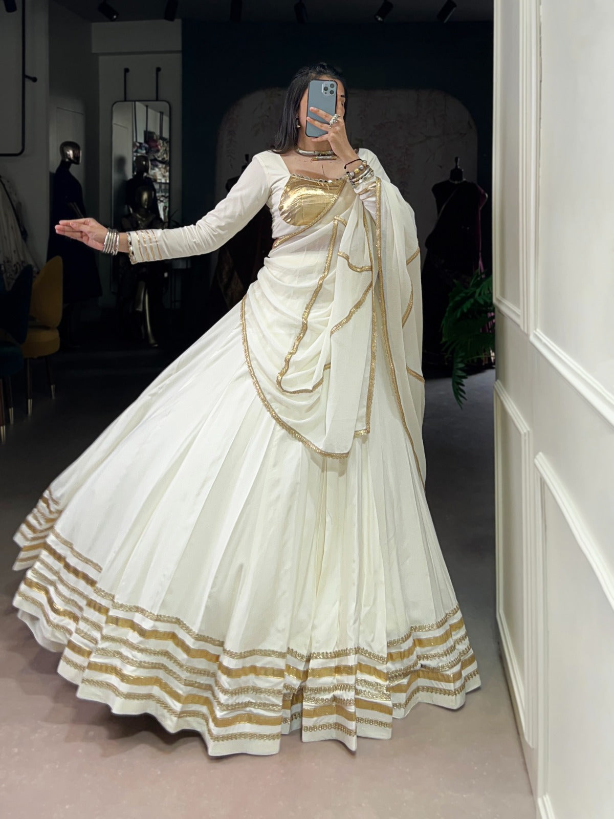 White color rayon lehenga choli for women with price