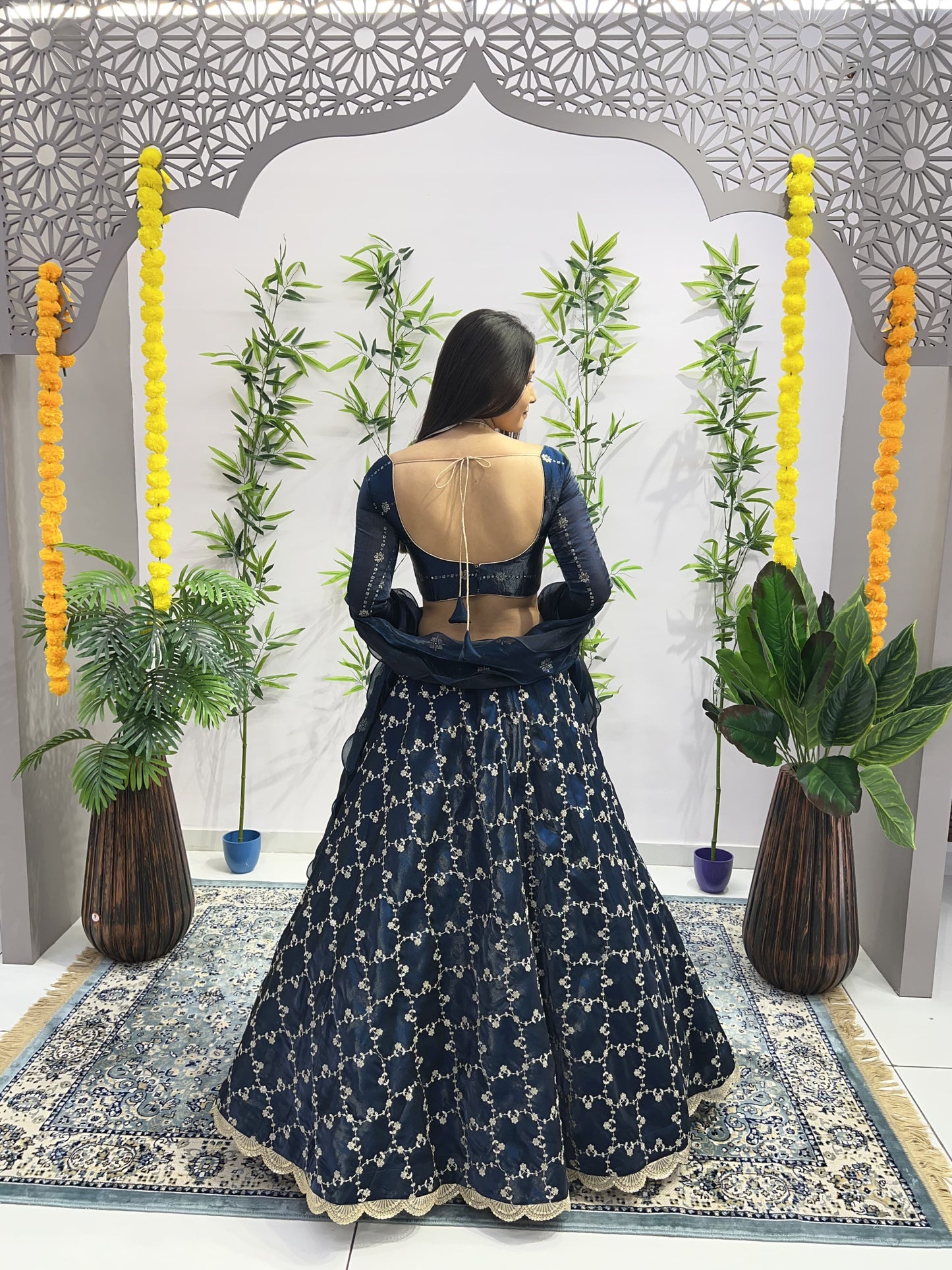 Rama color lehenga choli