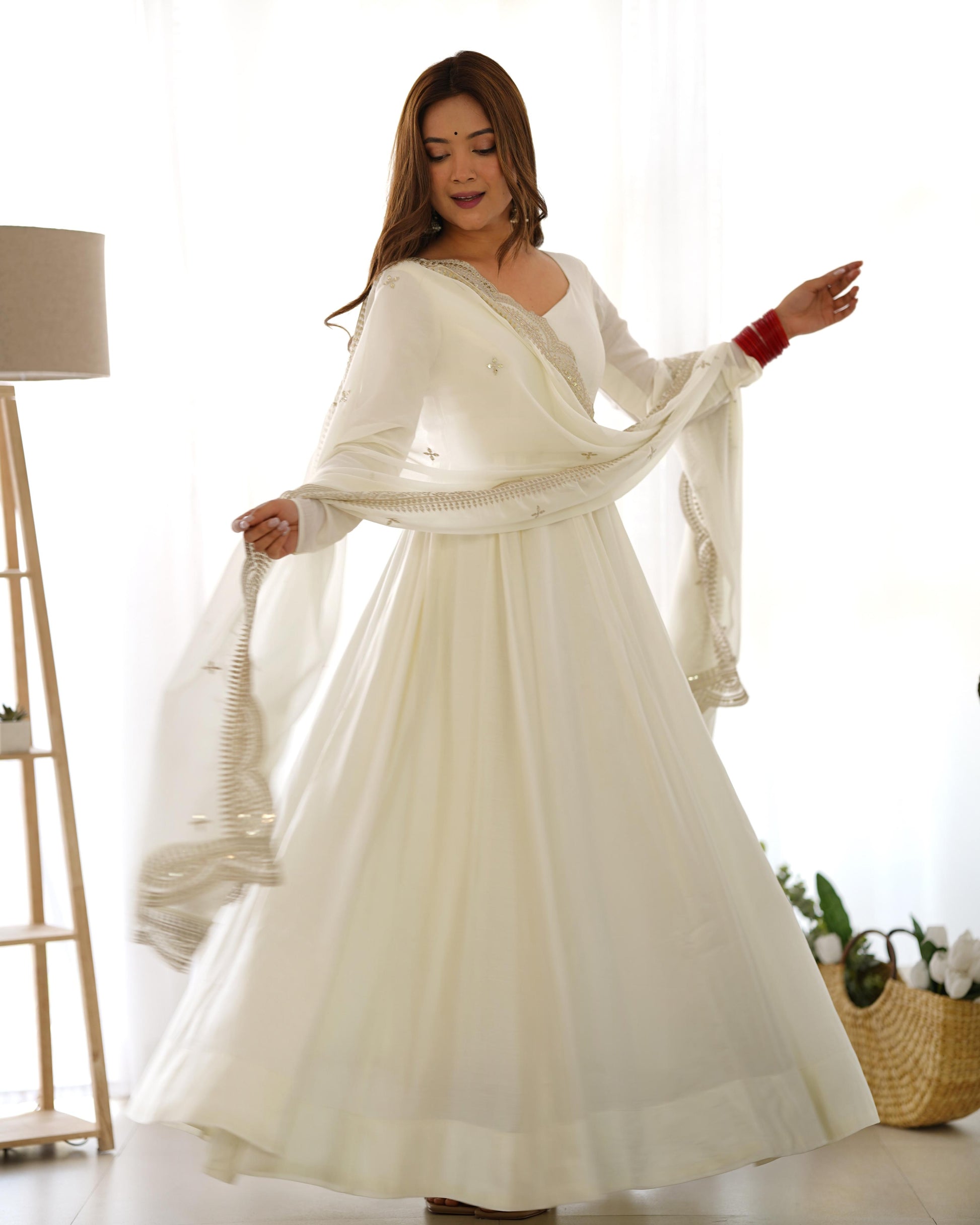 Formal & gown long white silk gown for women