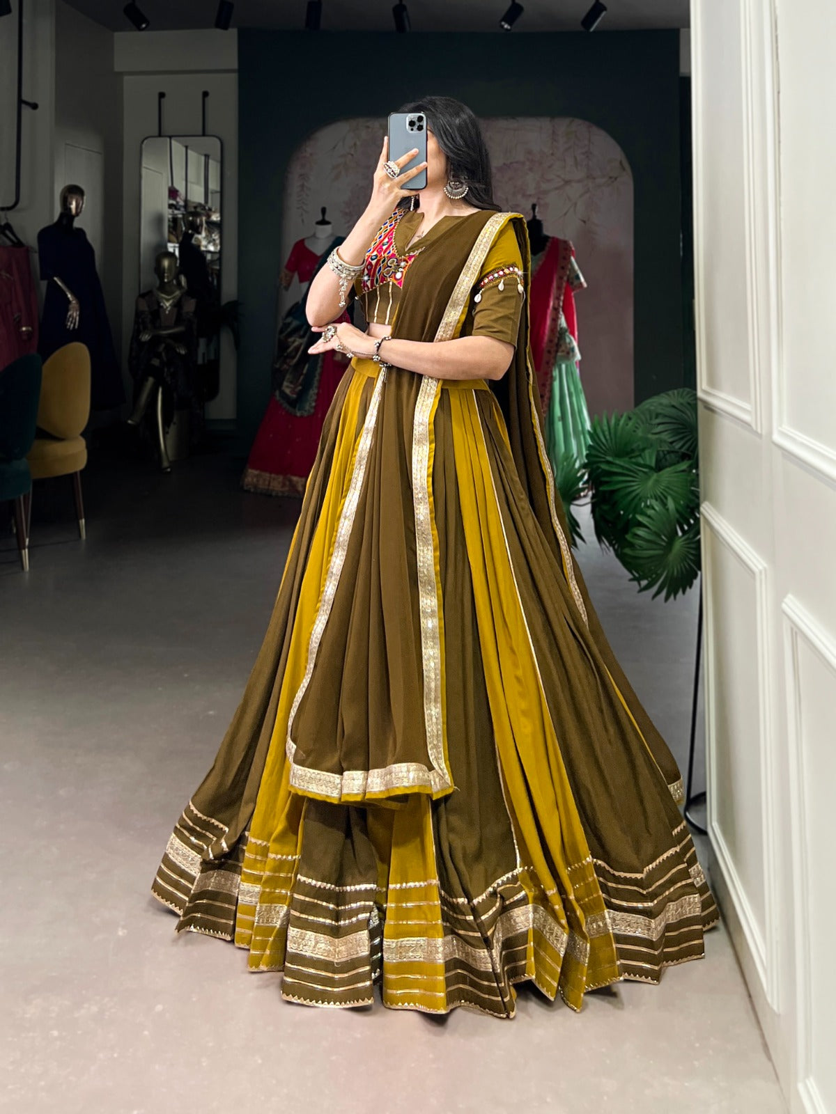 Mehendi rayon ghagra choli with price