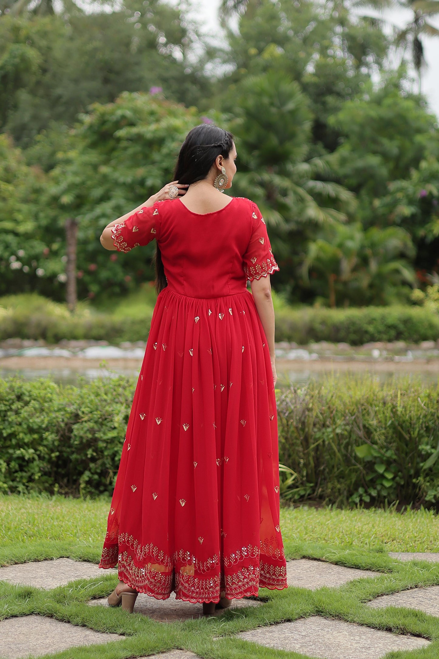 Maxi red gown for women