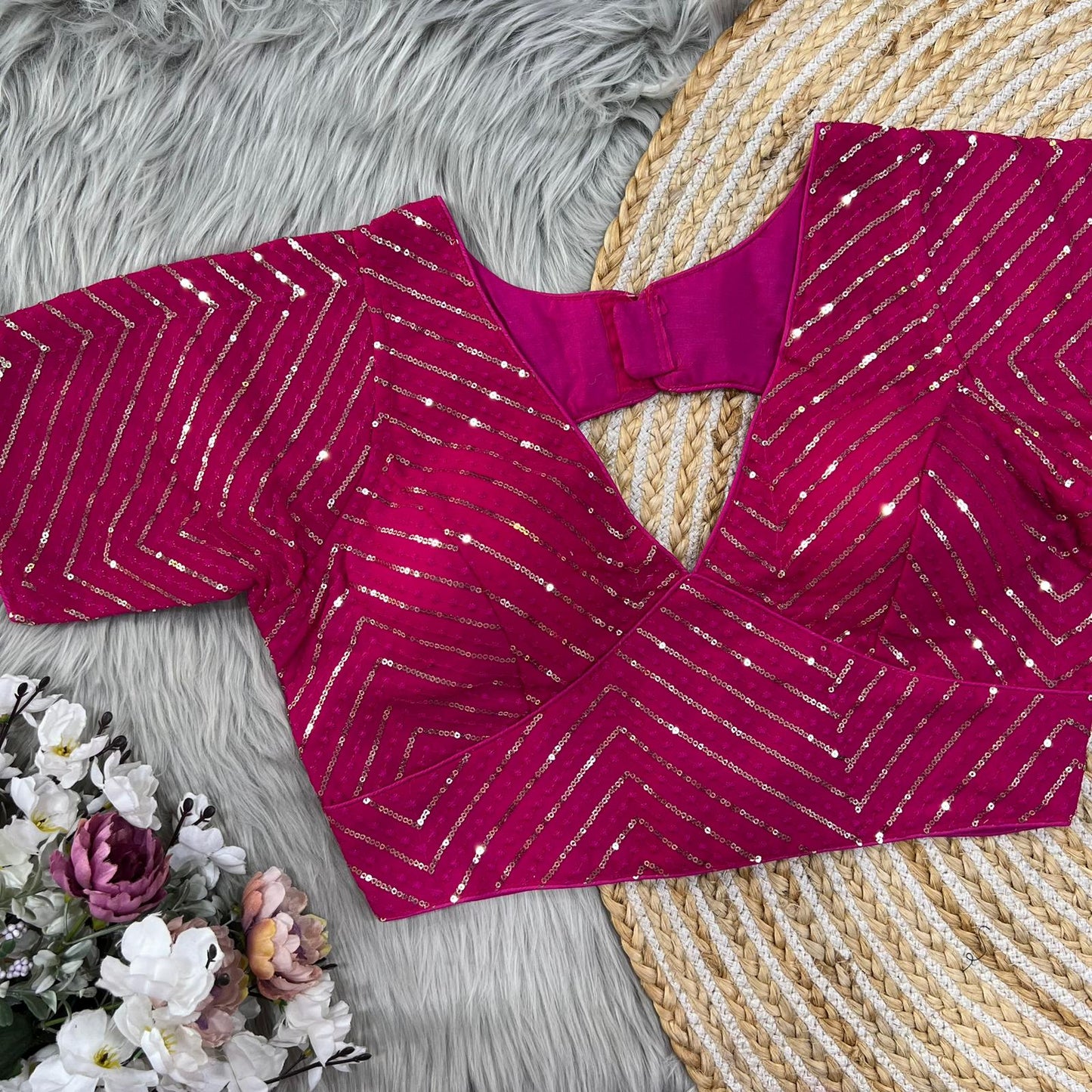 Embroidery Work Pink Blouse For Lehenga