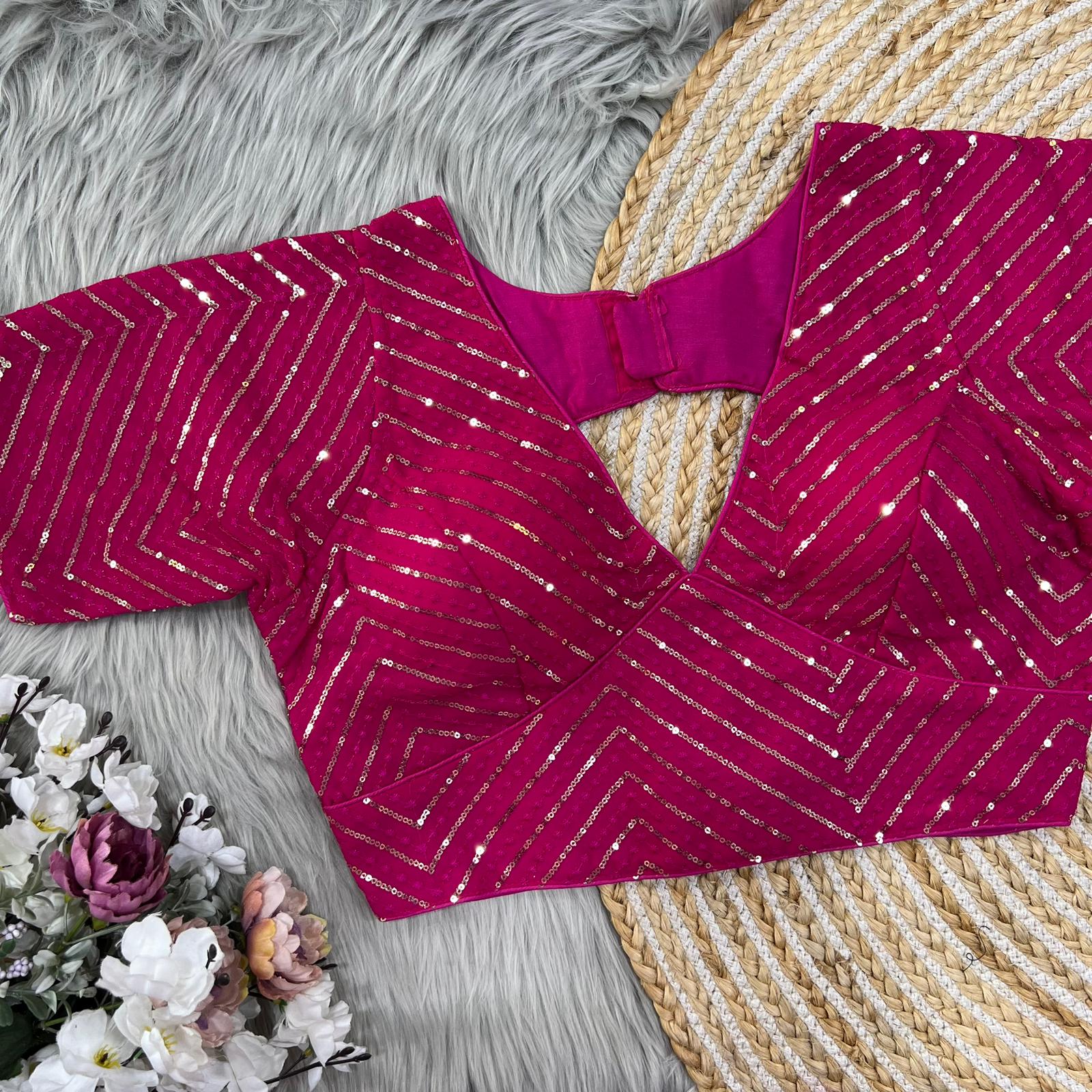 Embroidery Work Pink Blouse For Lehenga