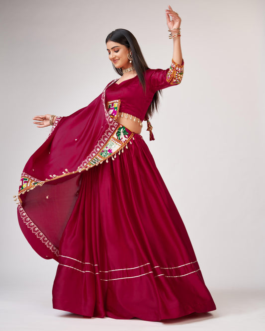 Red georgette navratri chaniya choli for women party wear