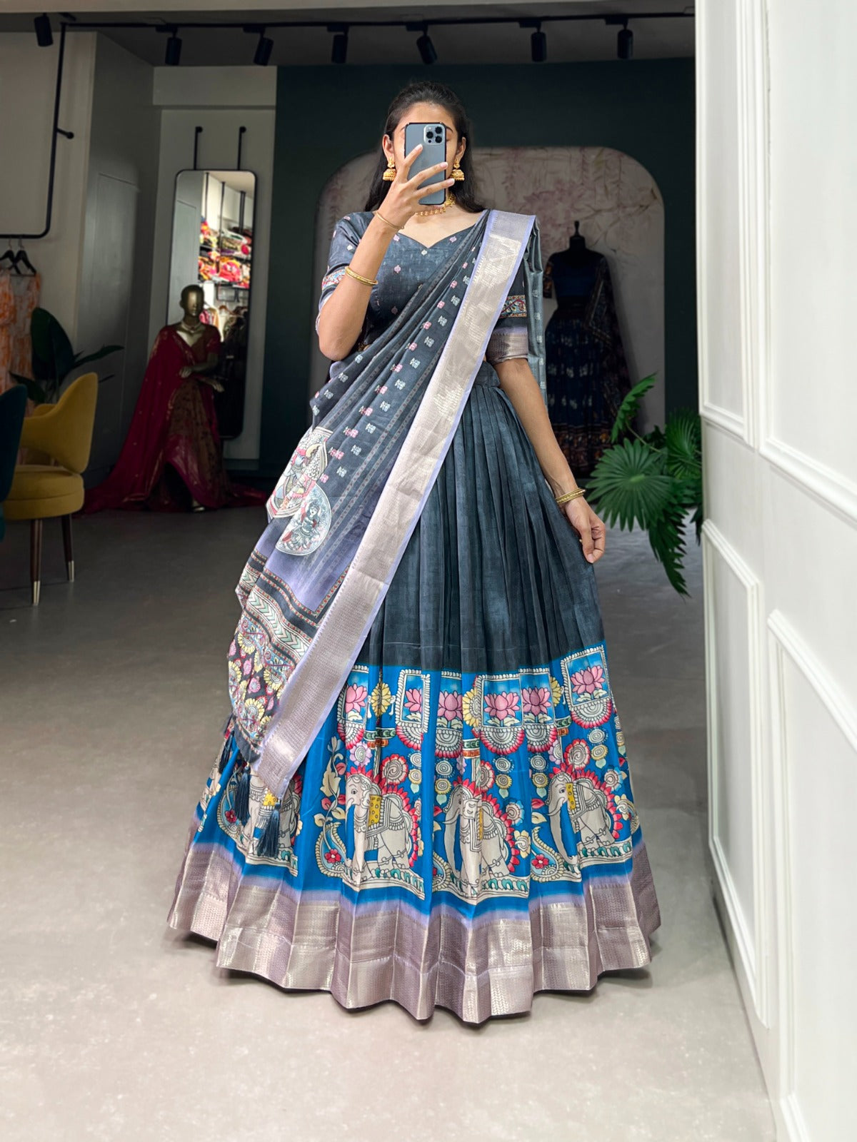 Traditional lehenga choli dola silk online