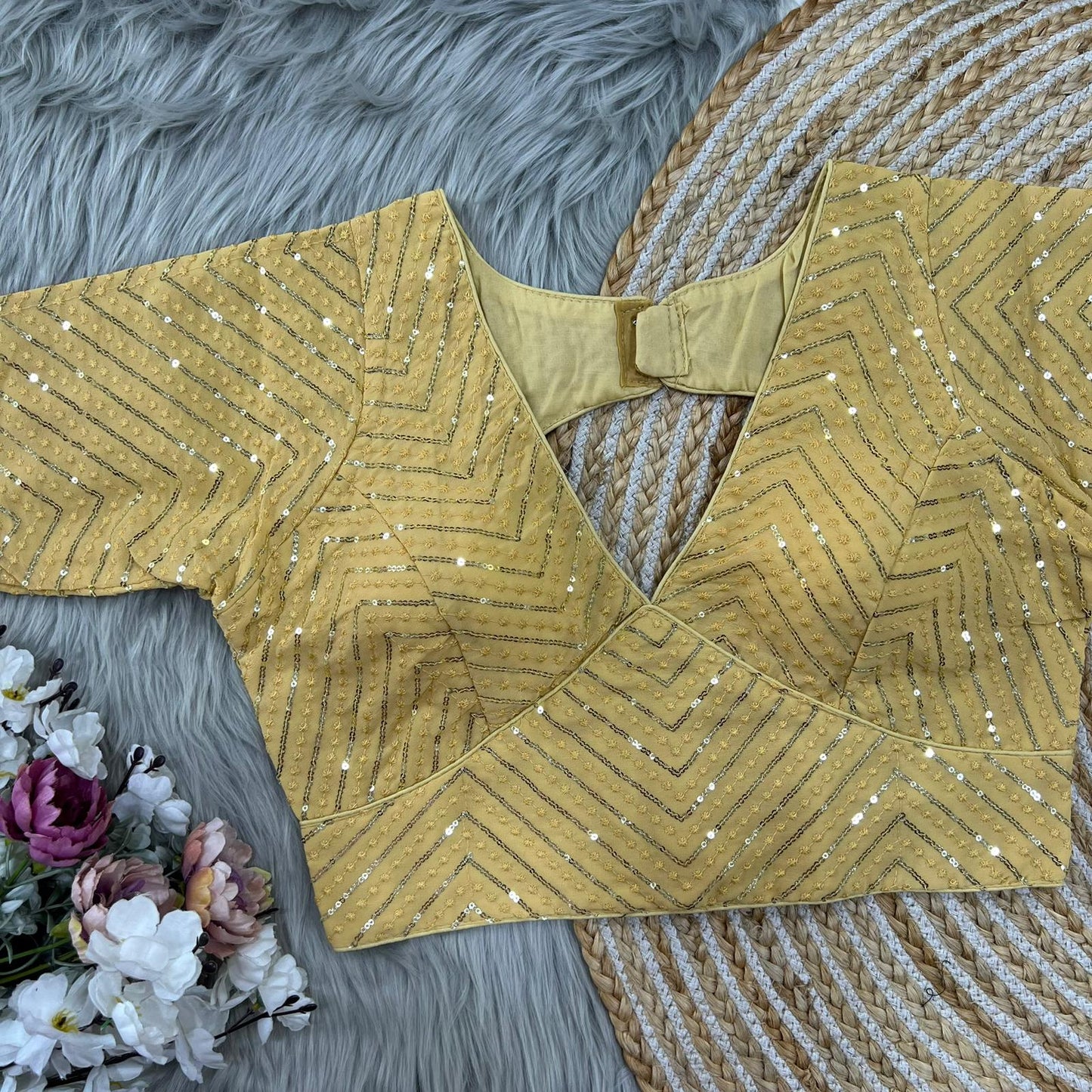 Heavy fox georgette Cream blouse designs