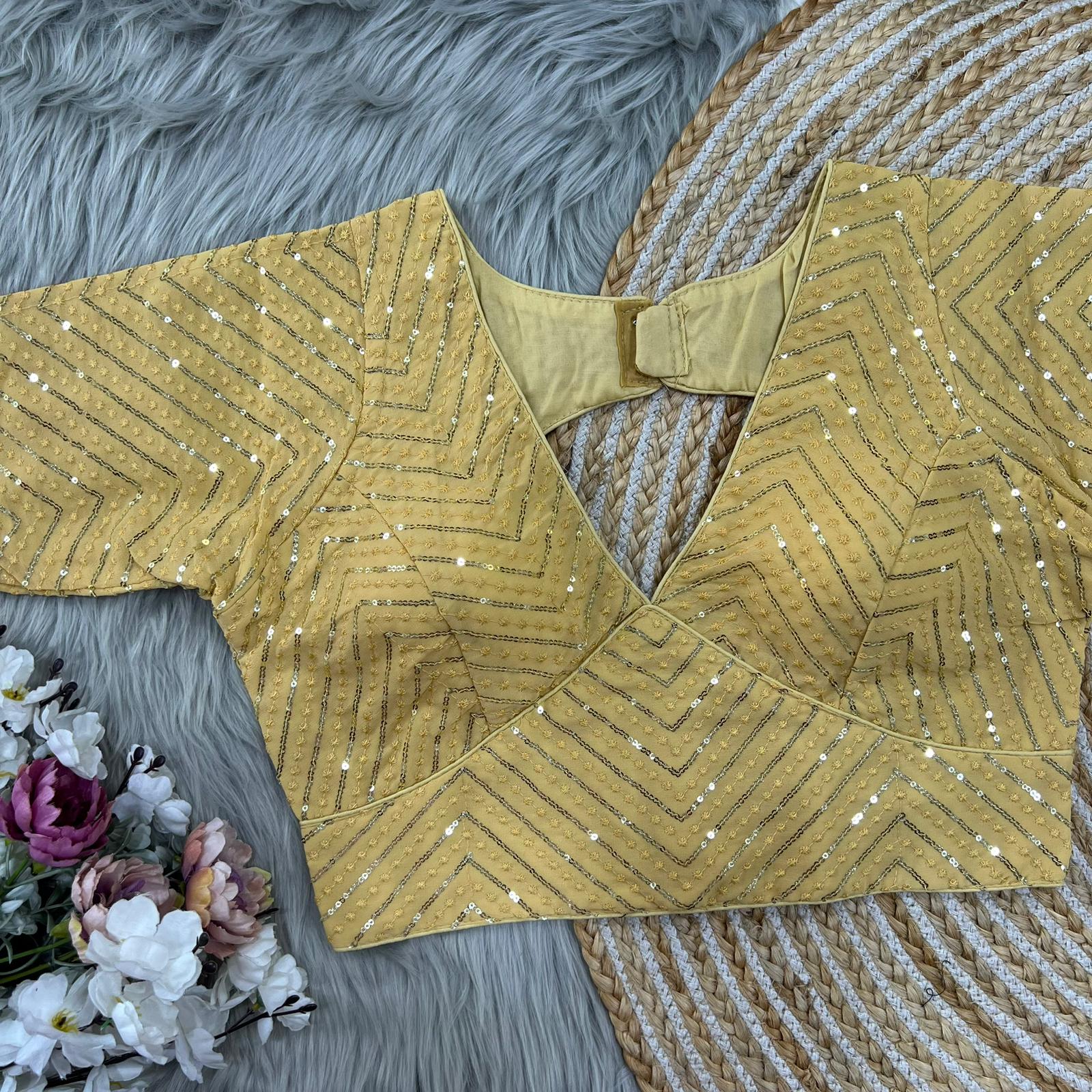 Heavy fox georgette Cream blouse designs